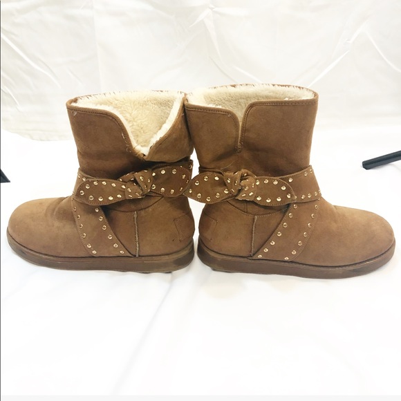 GUESS BROWN & GOLD FUR BOOTS - Picture 5 of 6